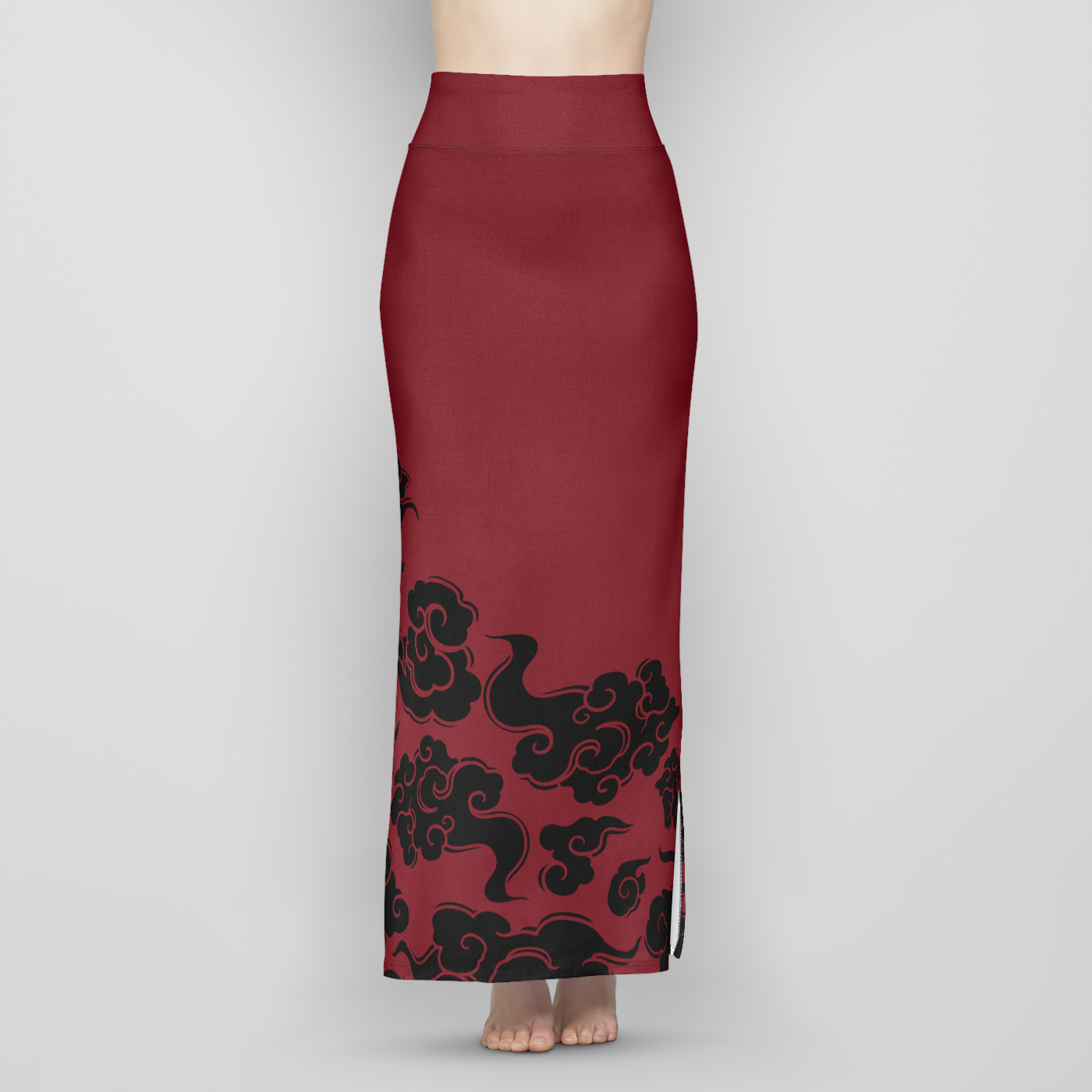 Red Izumo Ankle Length Skirt