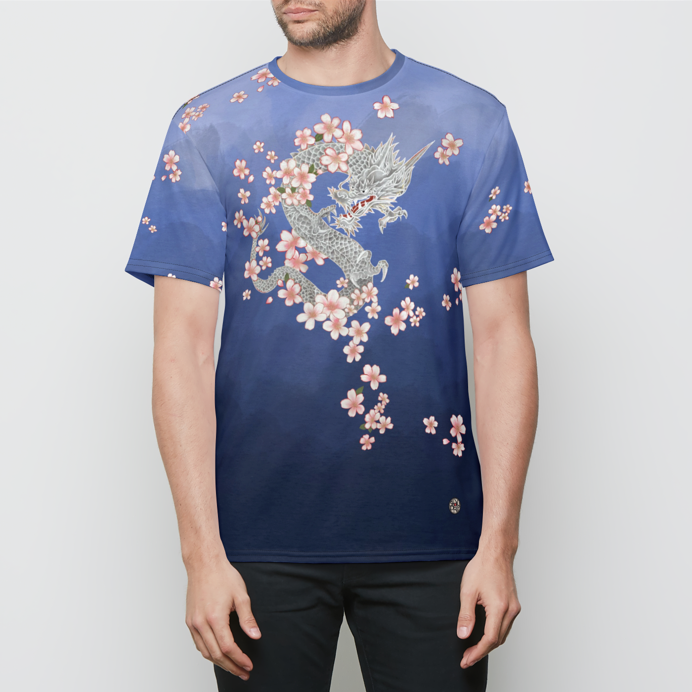 Sakura Dragon Mens Crewneck T-Shirt
