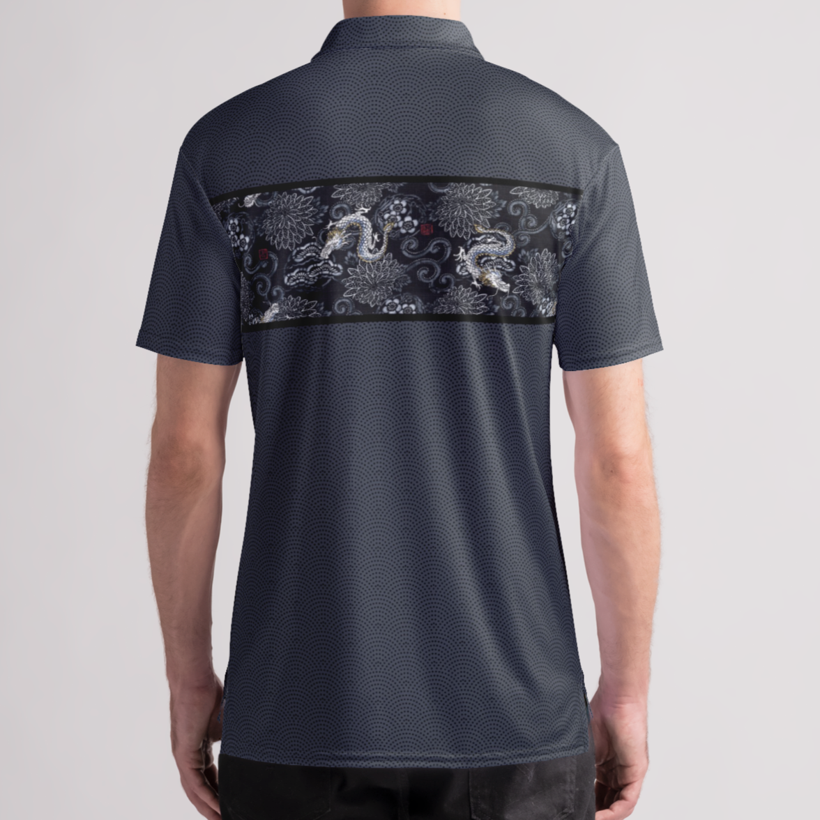 L-Indigo Dragon Mens Polo Shirt (Marked Down)