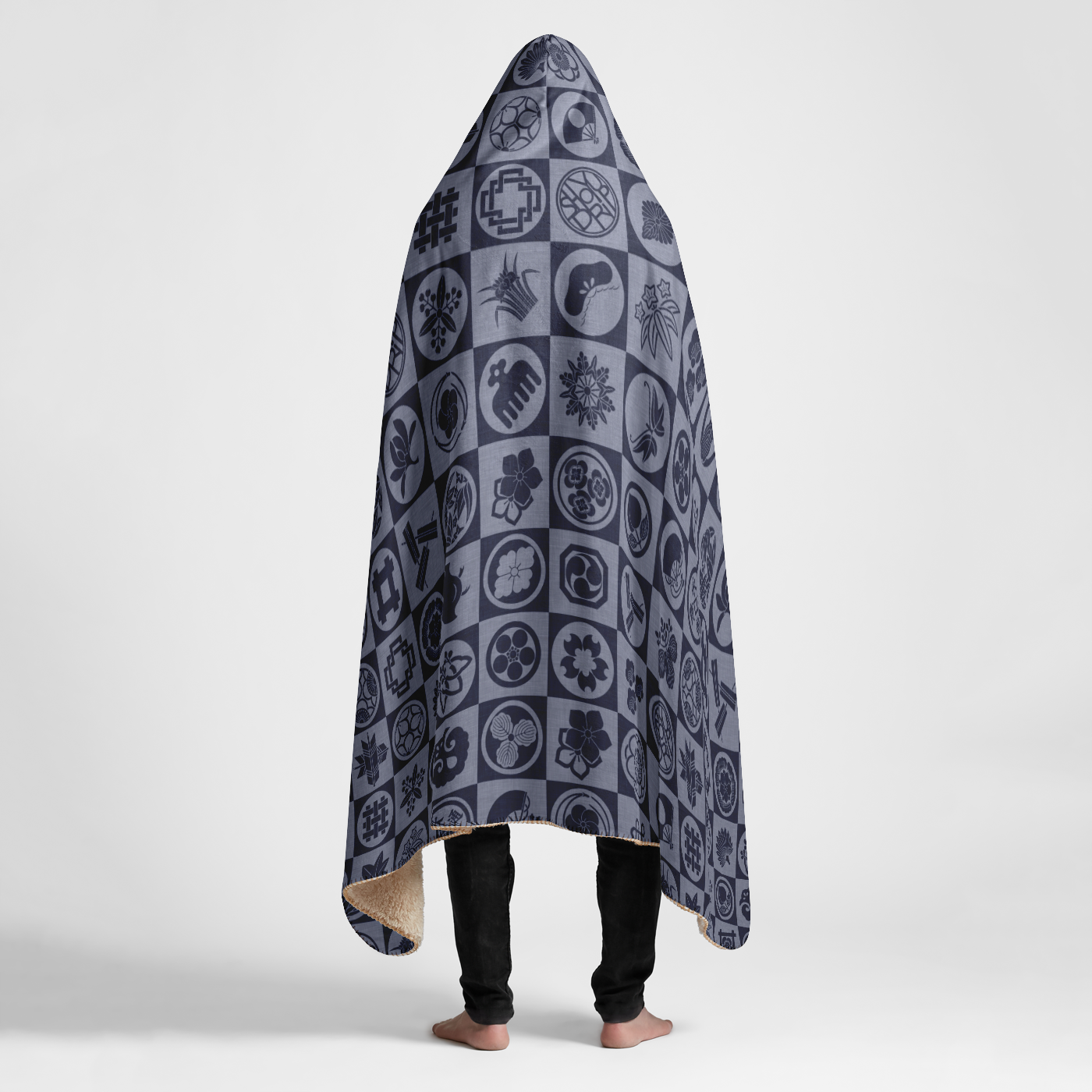 Kamon Monogram Large Hooded Sherpa Blanket 60x80