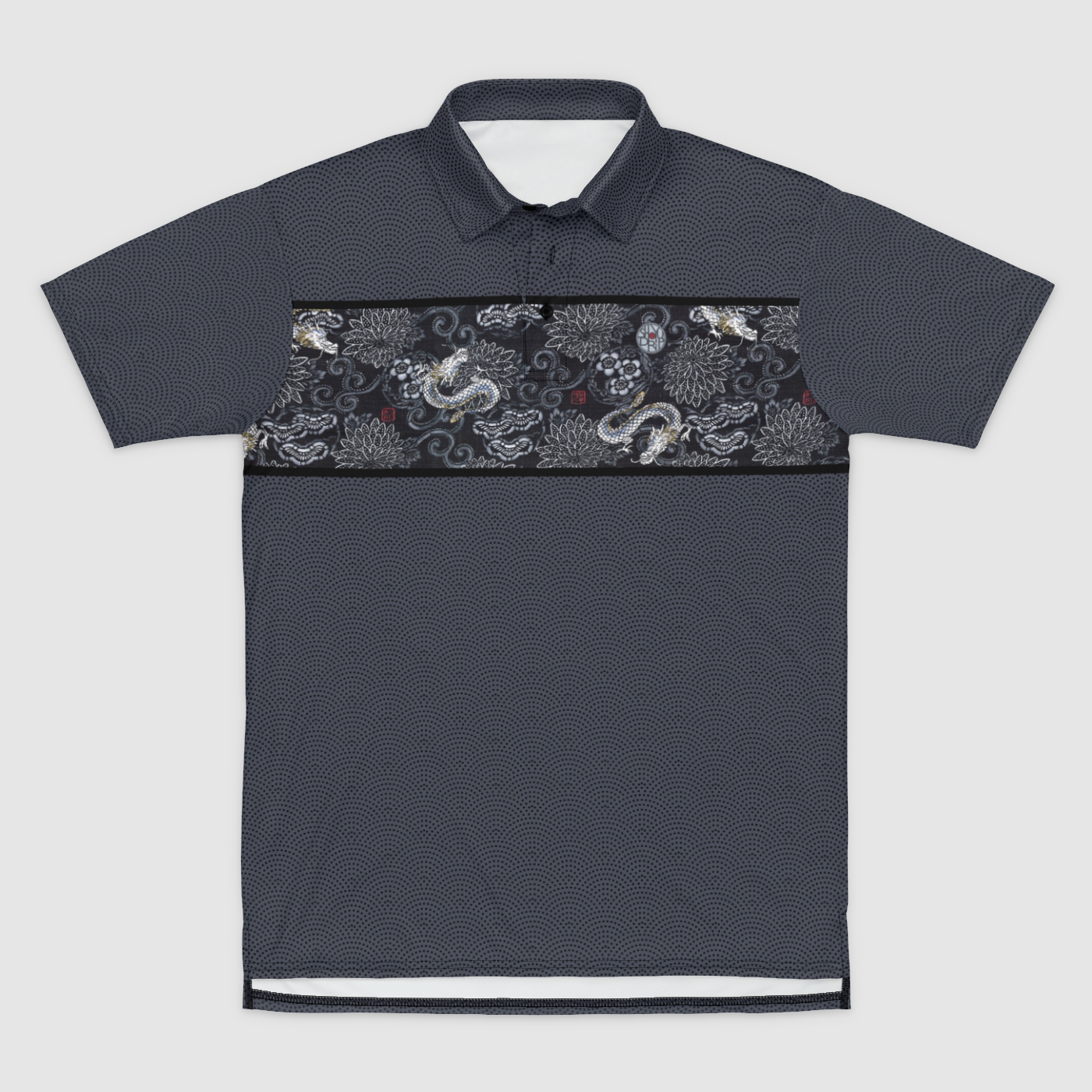 L-Indigo Dragon Mens Polo Shirt (Marked Down)