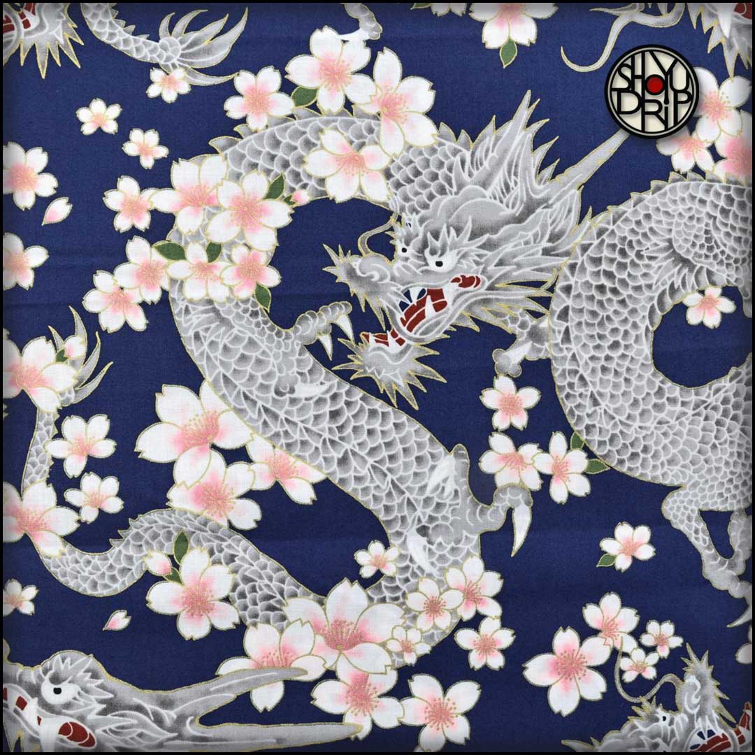 Blue Sakura Dragon Happi Hoodie (Instock)