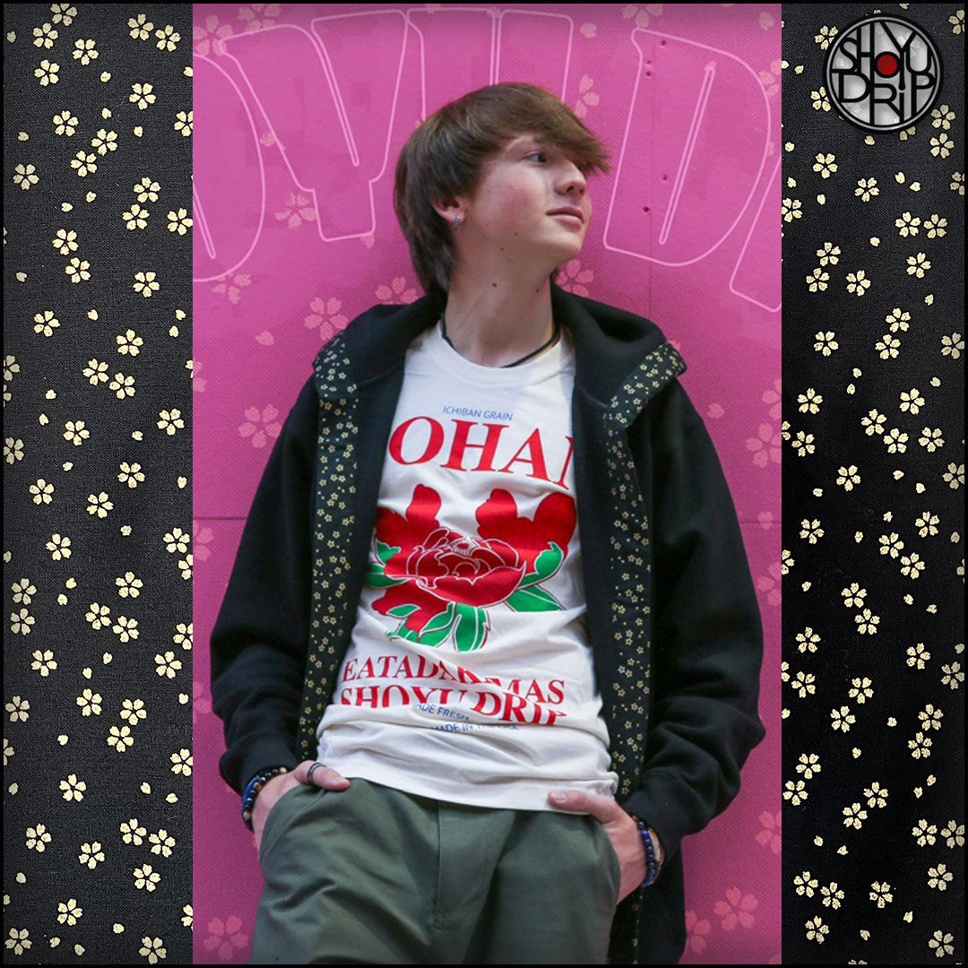 Gold Sakura on Black Happi Hoodie