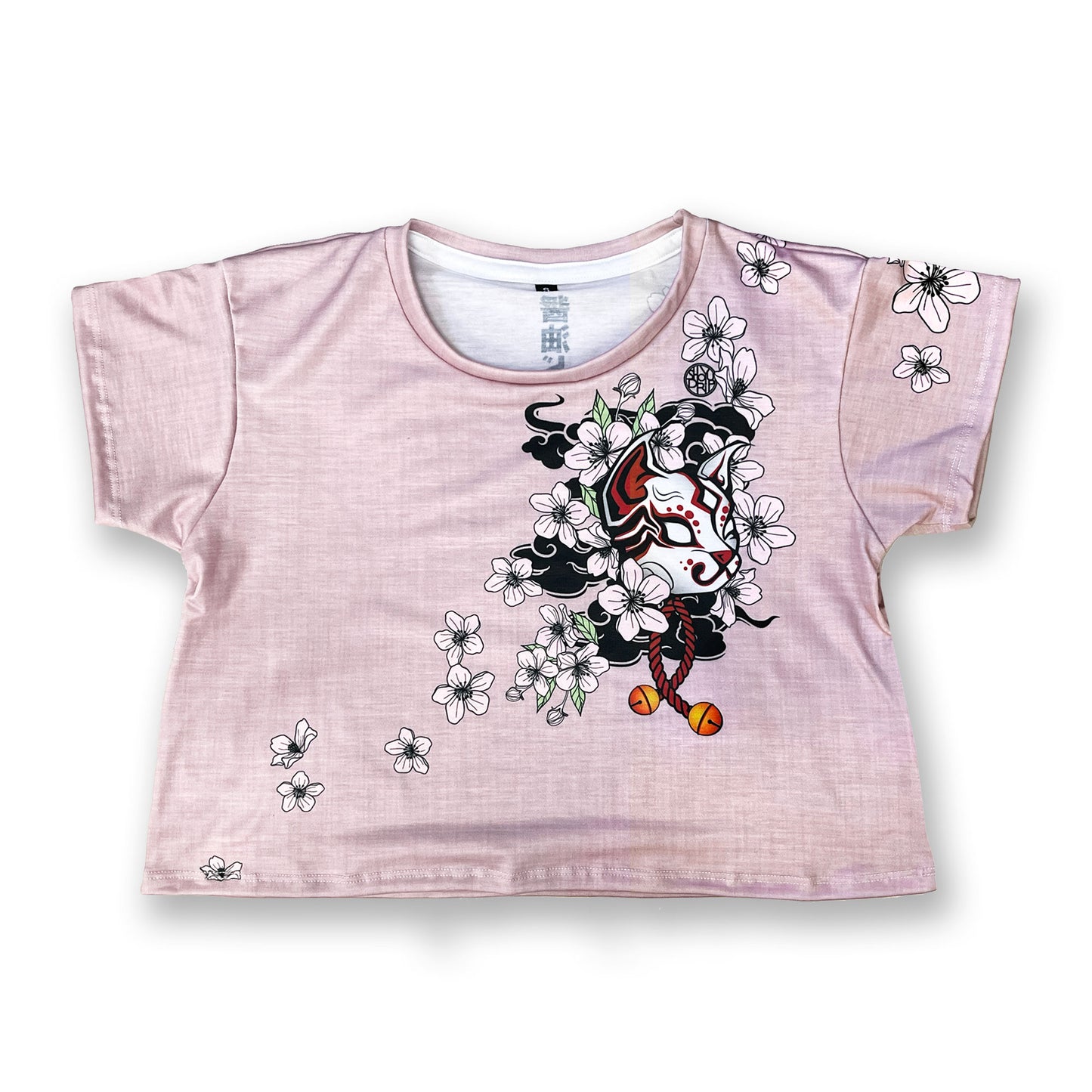 Pink Cat Mask Womens Crop Tee
