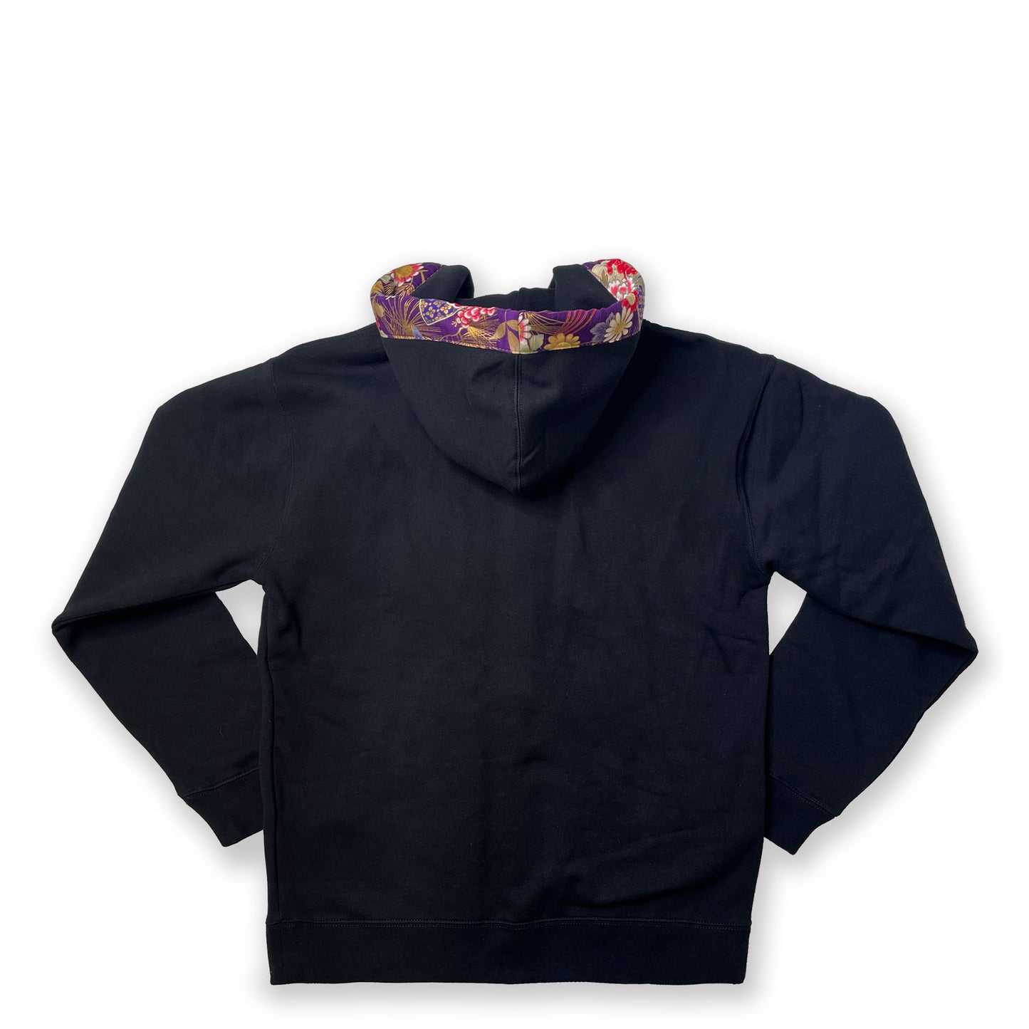 Fans, Flowers, Purple on Black Happi Hoodie