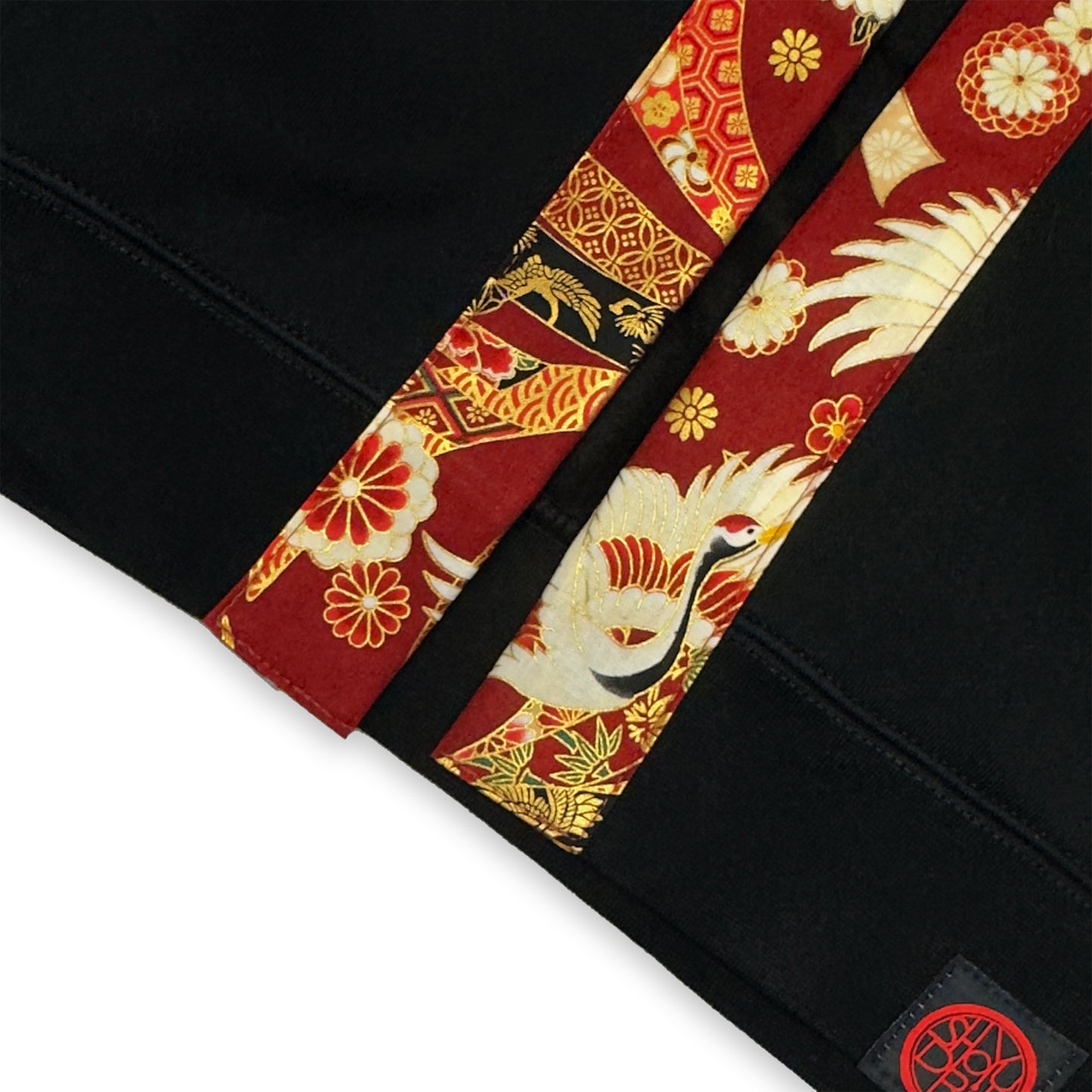 Noshi and Cranes on Black Happi Hoodie (Instock)