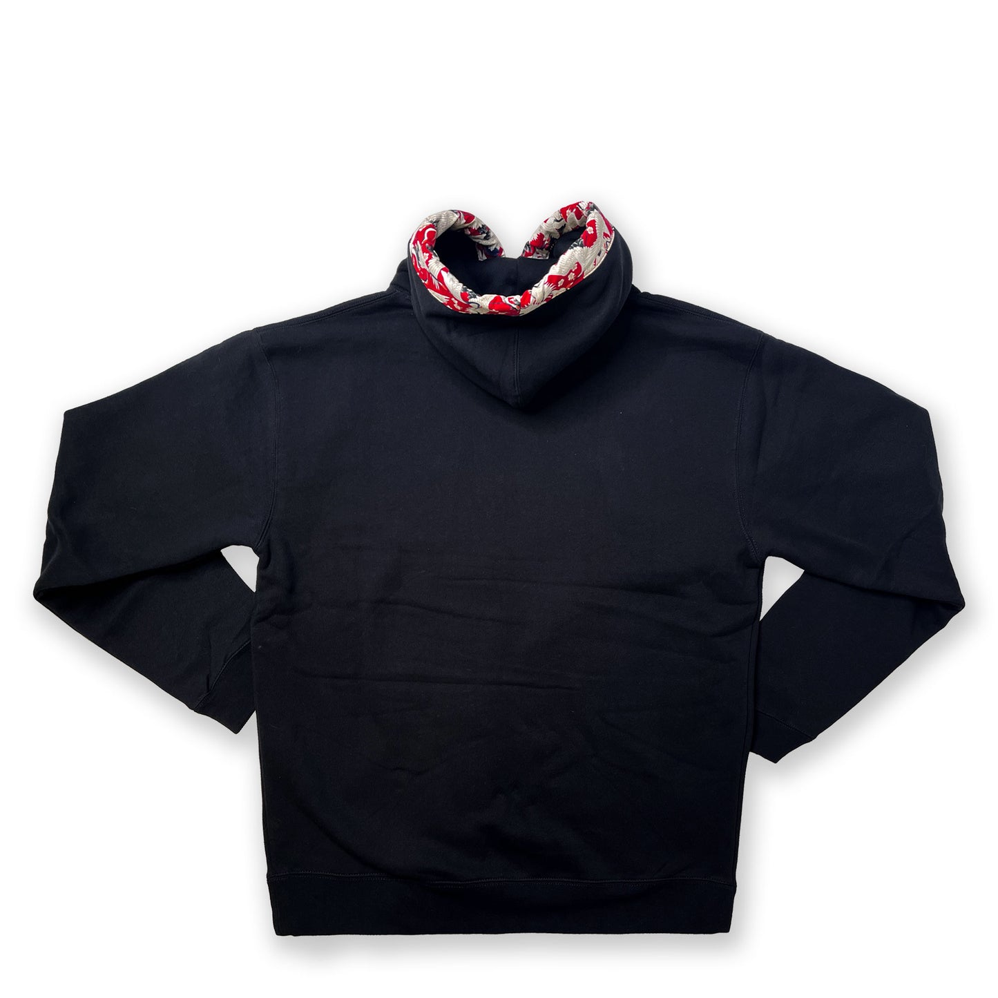 Red Crowned Crane on Black Happi Hoodie
