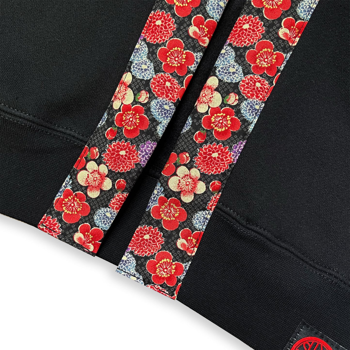Plum Blossoms and Dahlias on Black Happi Hoodie