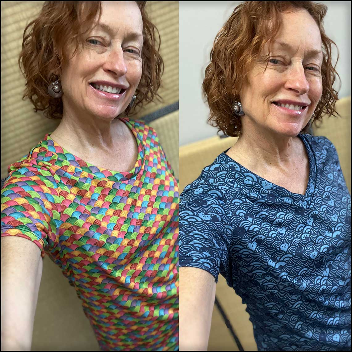 Rainbow Wave Womens V-Neck T-Shirt