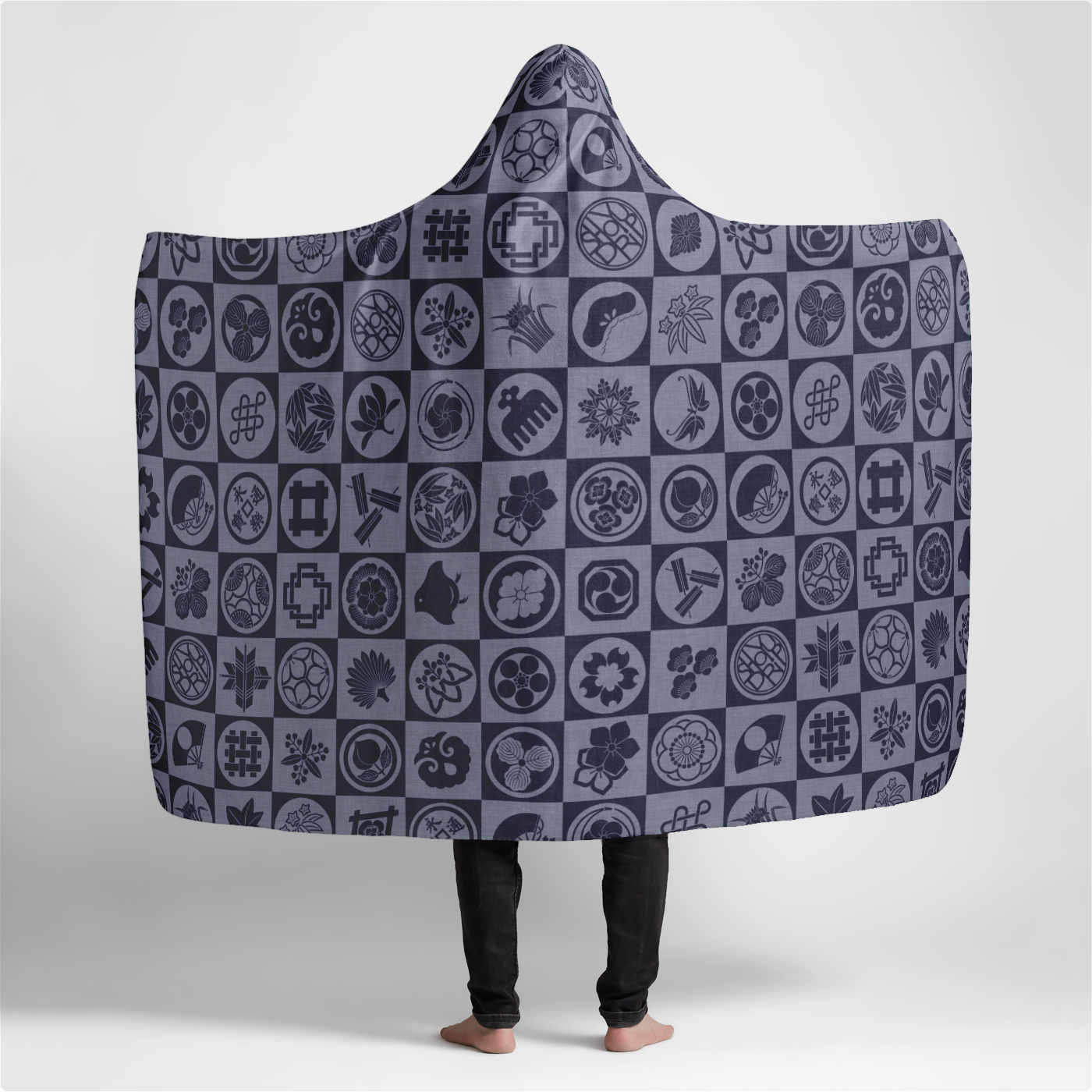 Kamon Monogram Large Plush Hooded Blanket 60x80