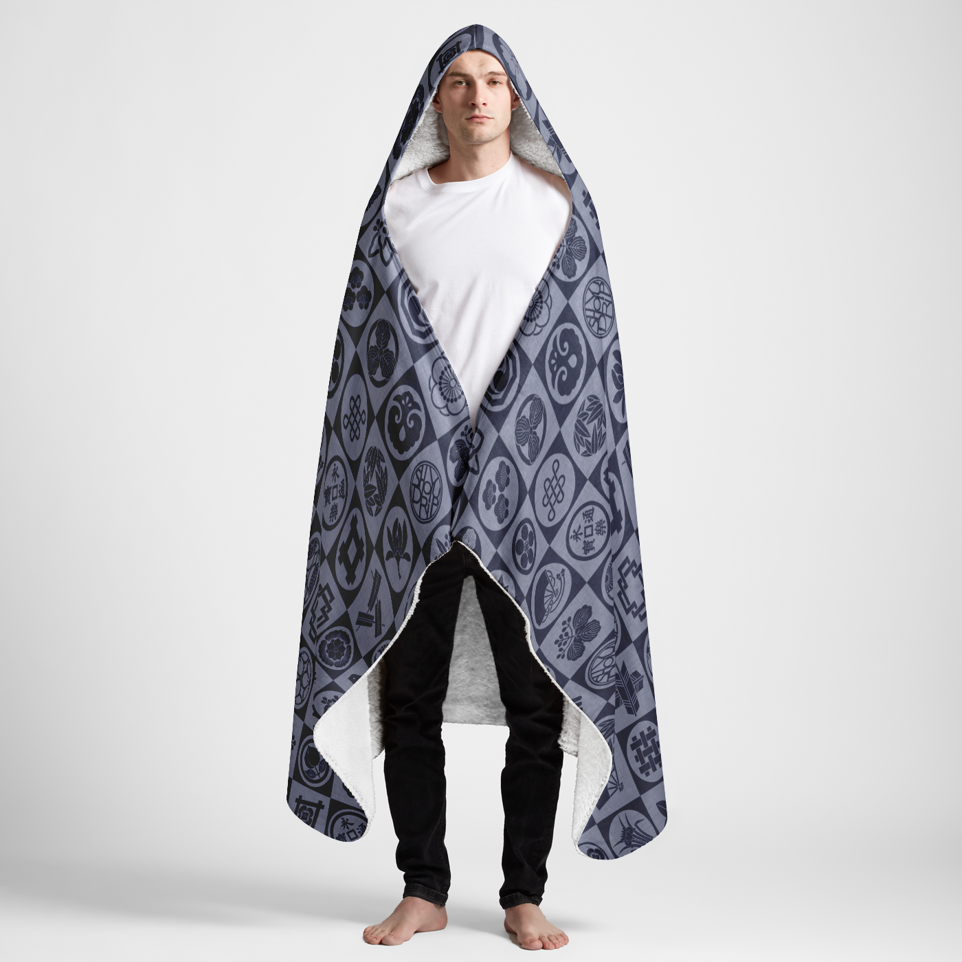 Kamon Monogram Large Plush Hooded Blanket 60x80