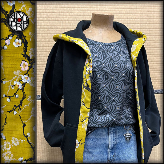 XS, XL Painted Sakura on Gold Happi Hoodie (Instock)