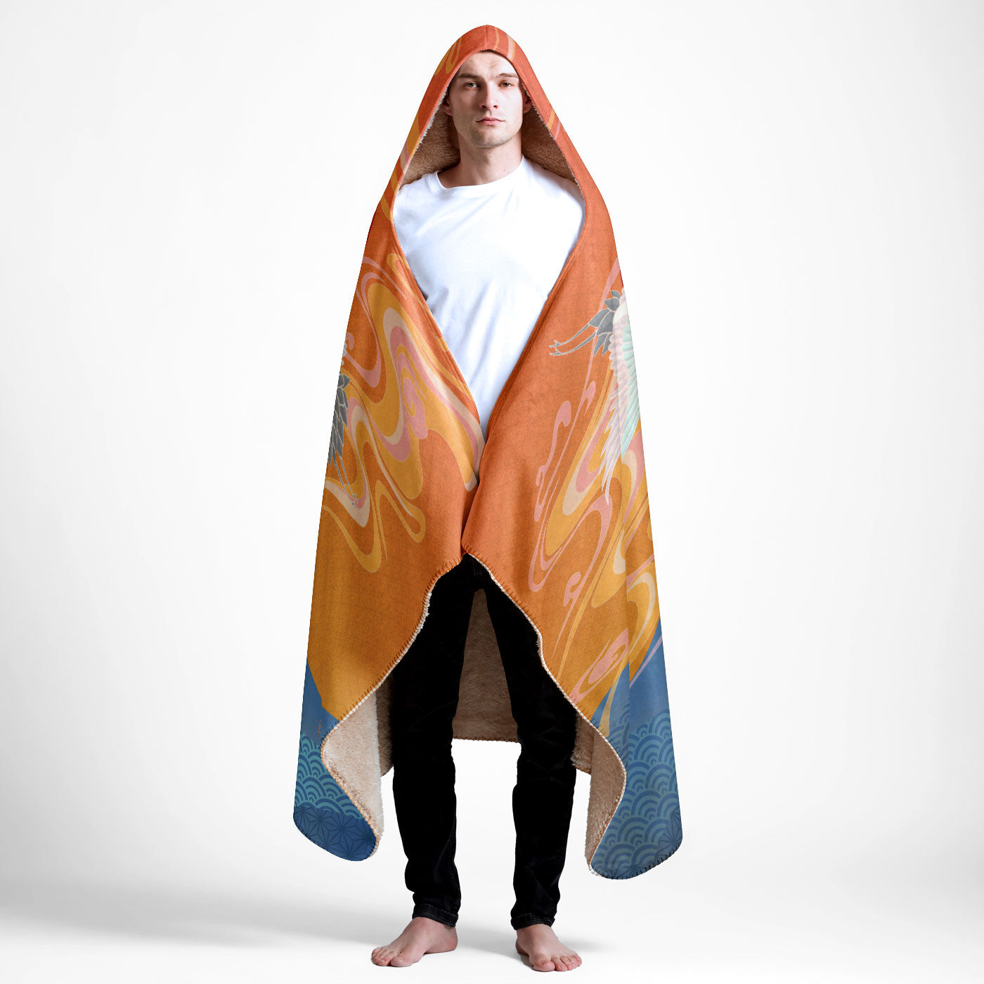 Rising Sun Large Hooded Sherpa Blanket 60x80