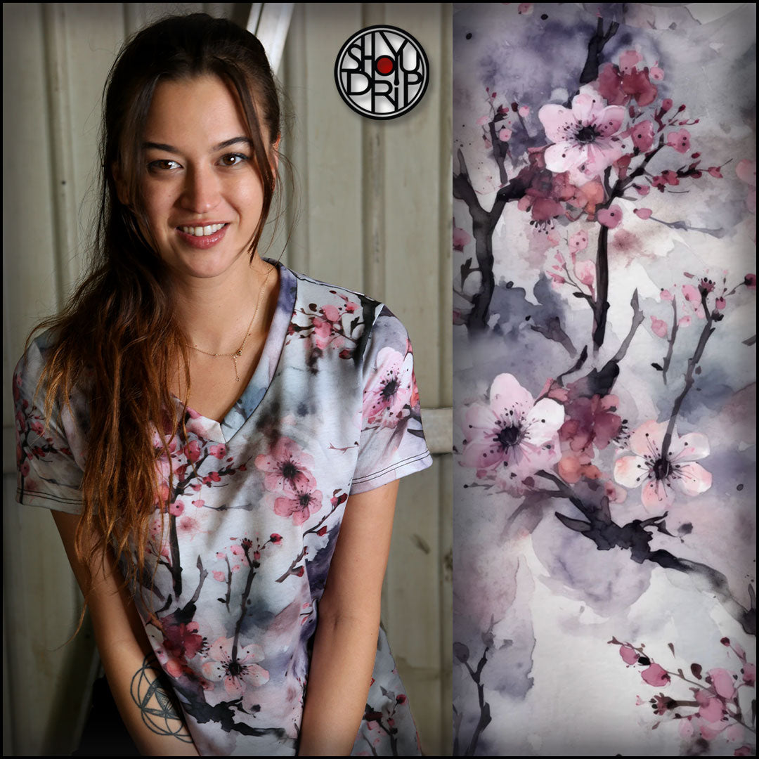 Winter Plum Womens V-Neck T-Shirt