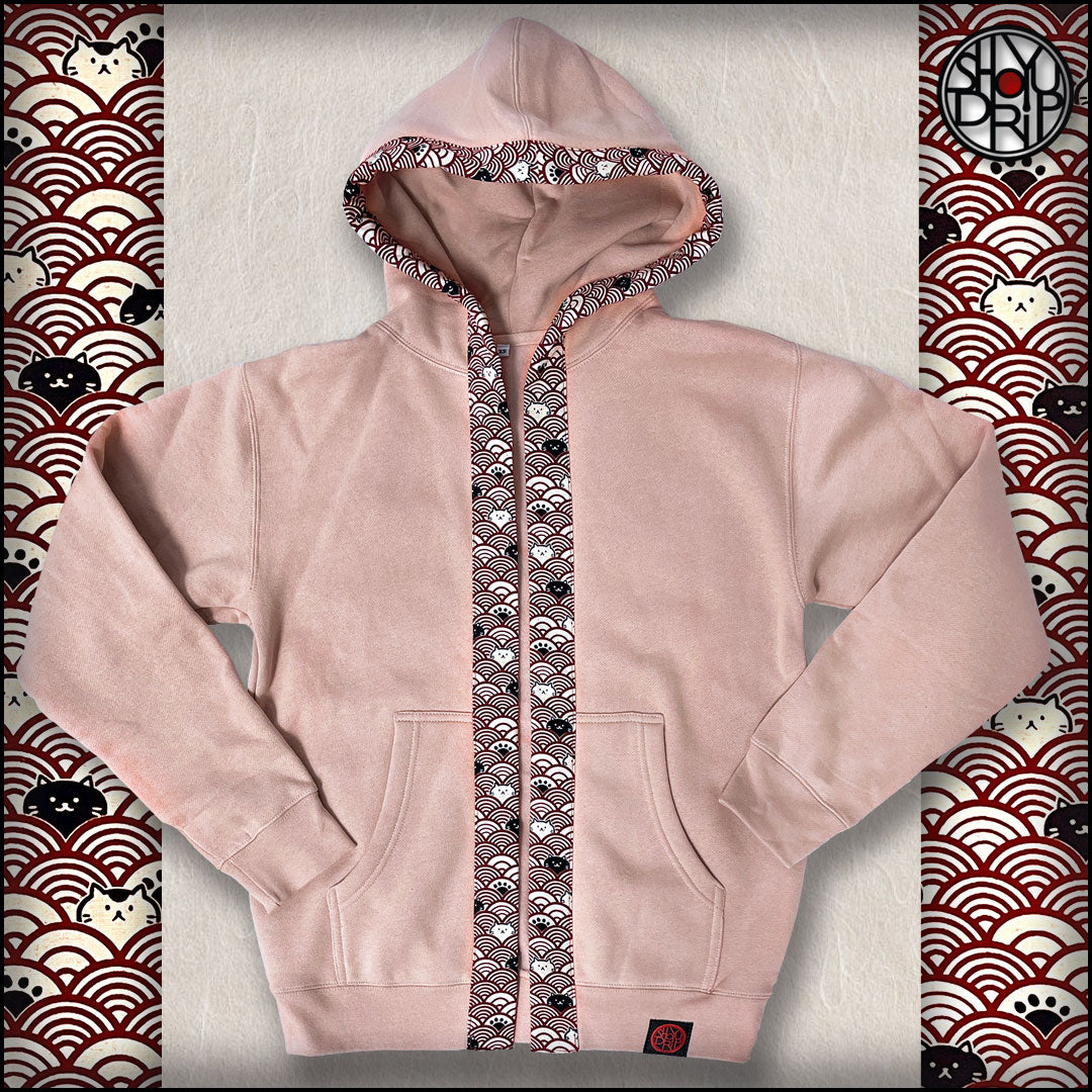 Cat Waves on Rose Happi Hoodie