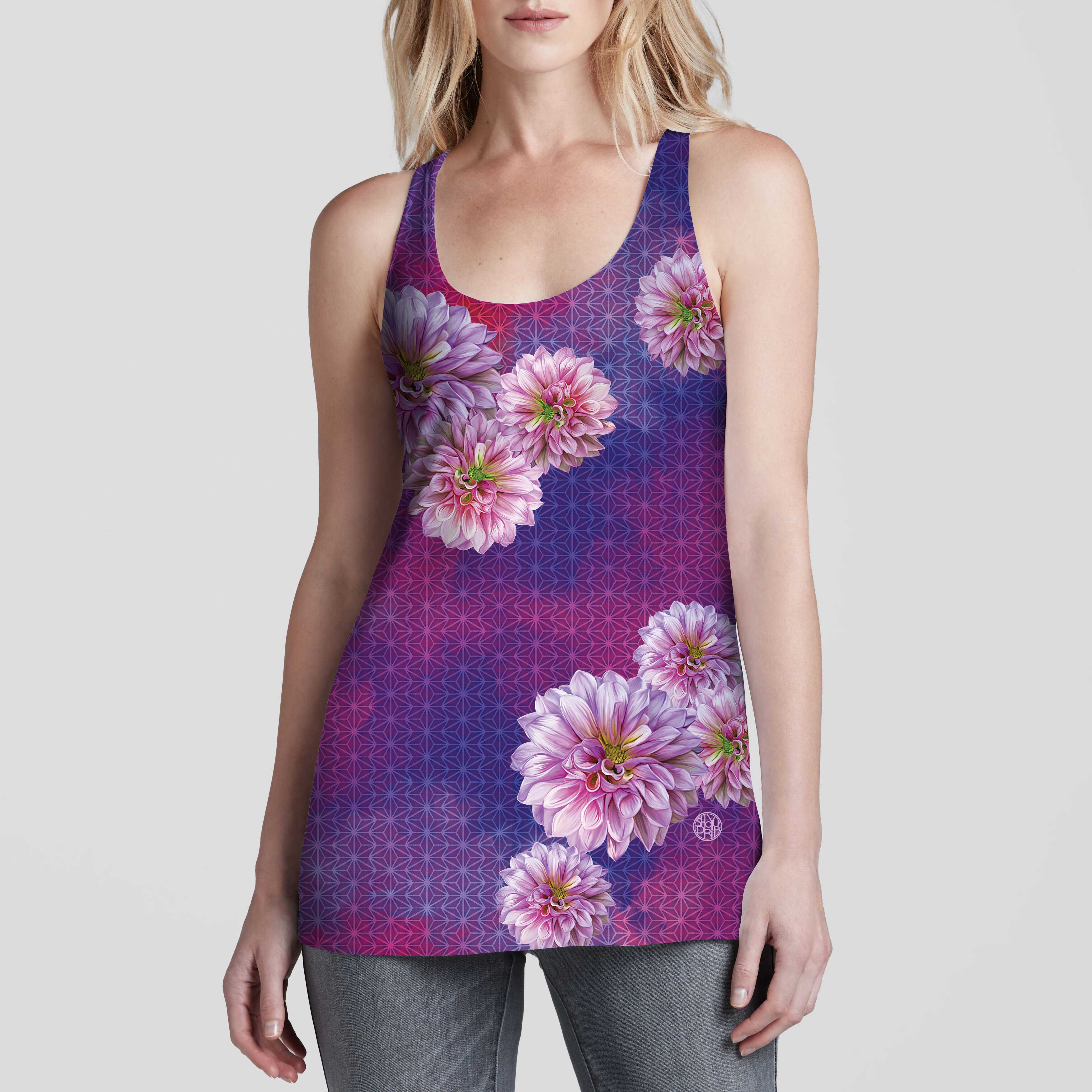 Dahlia Racerback Built-in Bra Top (print)