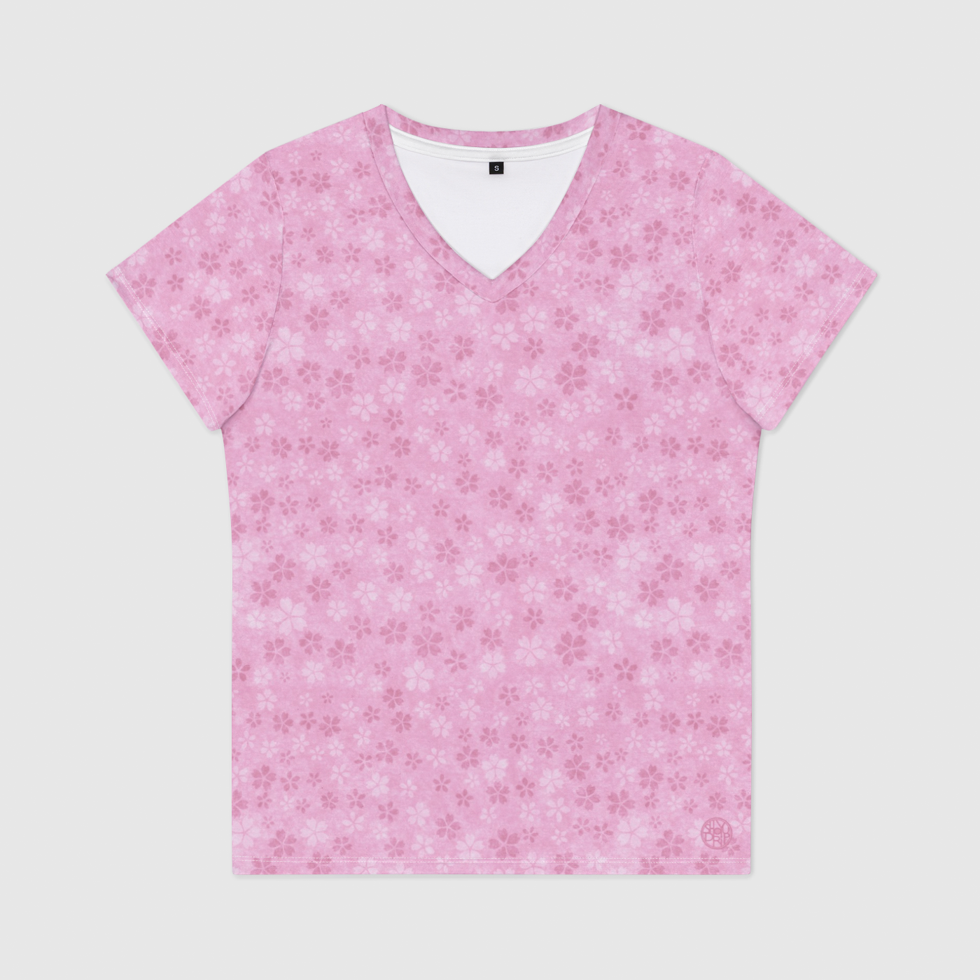 Pink Sakura Storm Womens V-Neck T-Shirt
