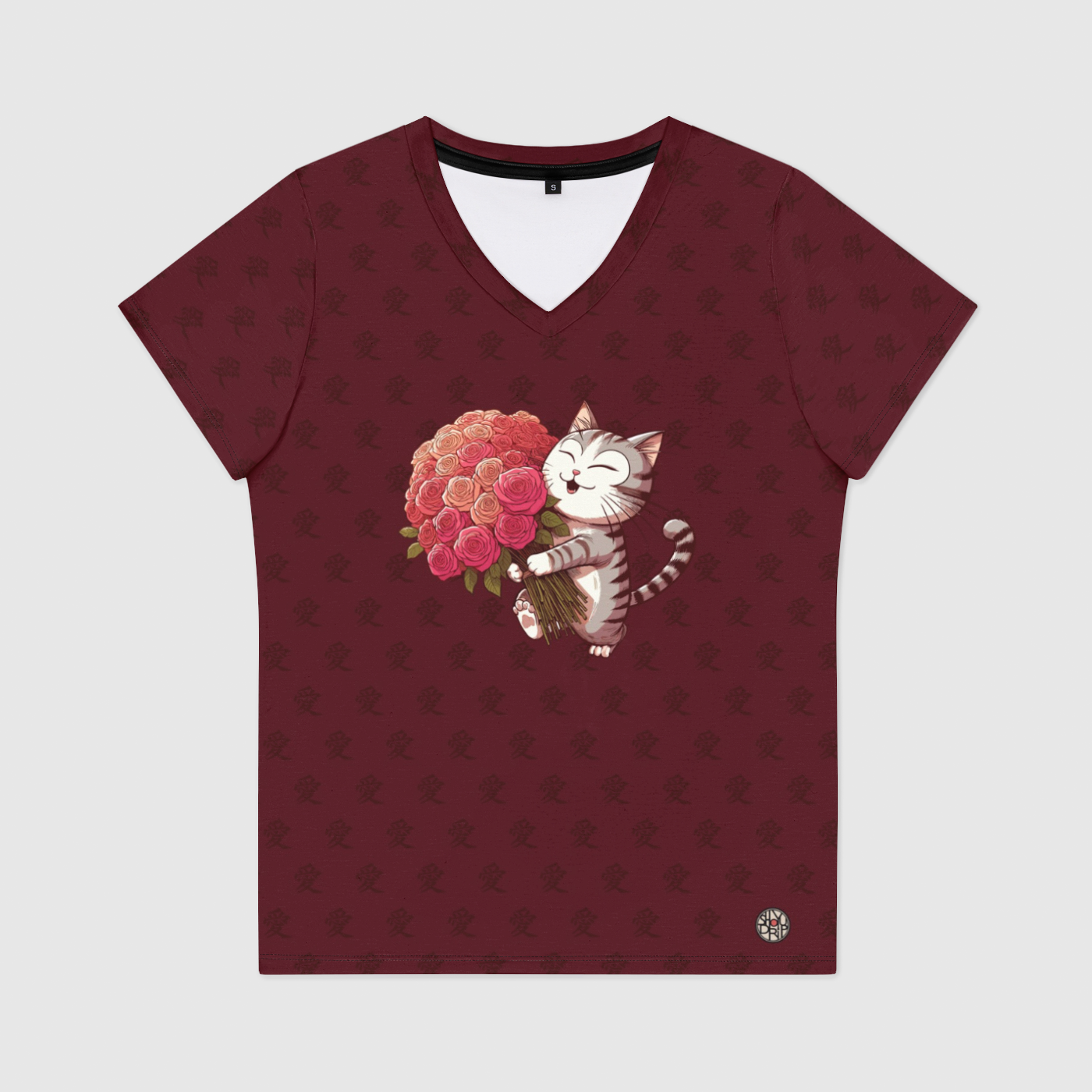 Love Cat Womens V-Neck T-Shirt