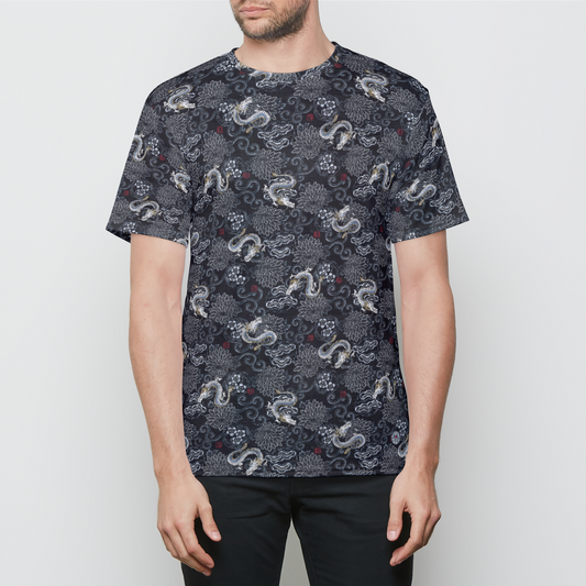 Indigo Dragon Mens Crewneck T-shirt