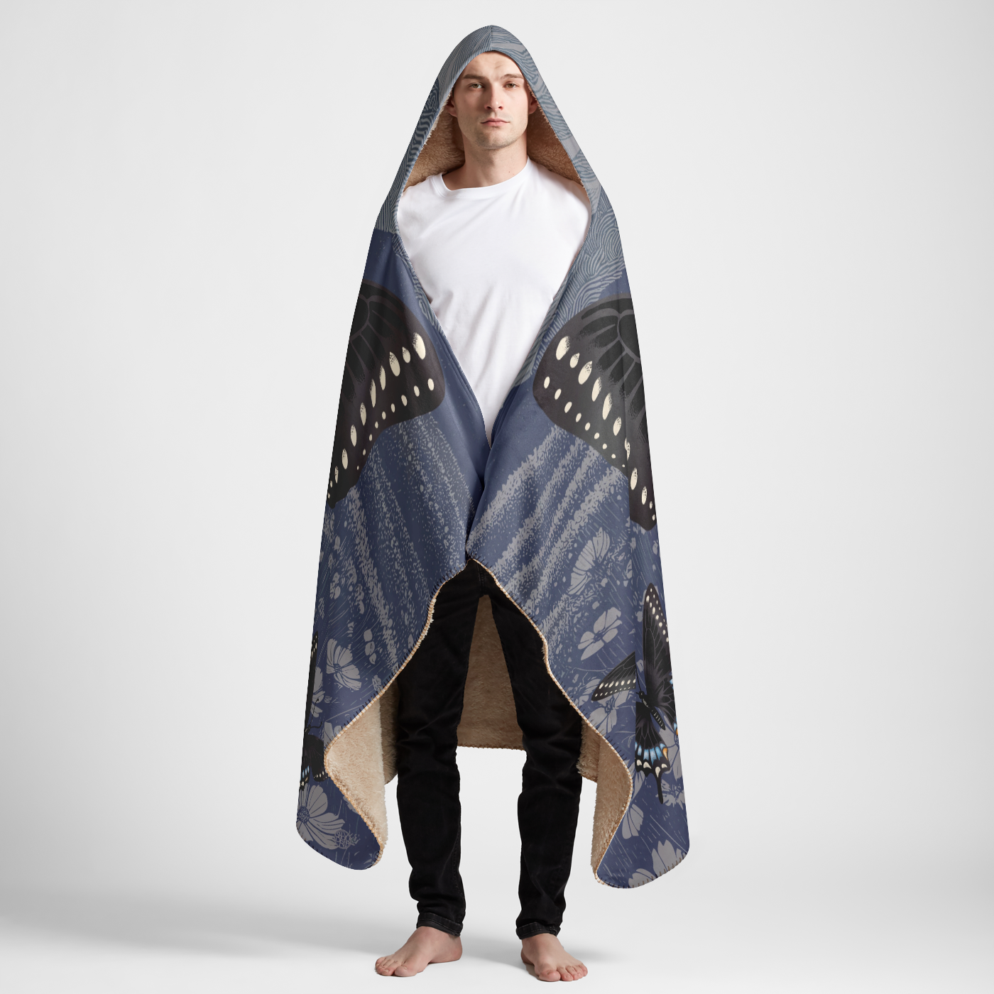 Butterfly Hooded Sherpa Blanket 60x80