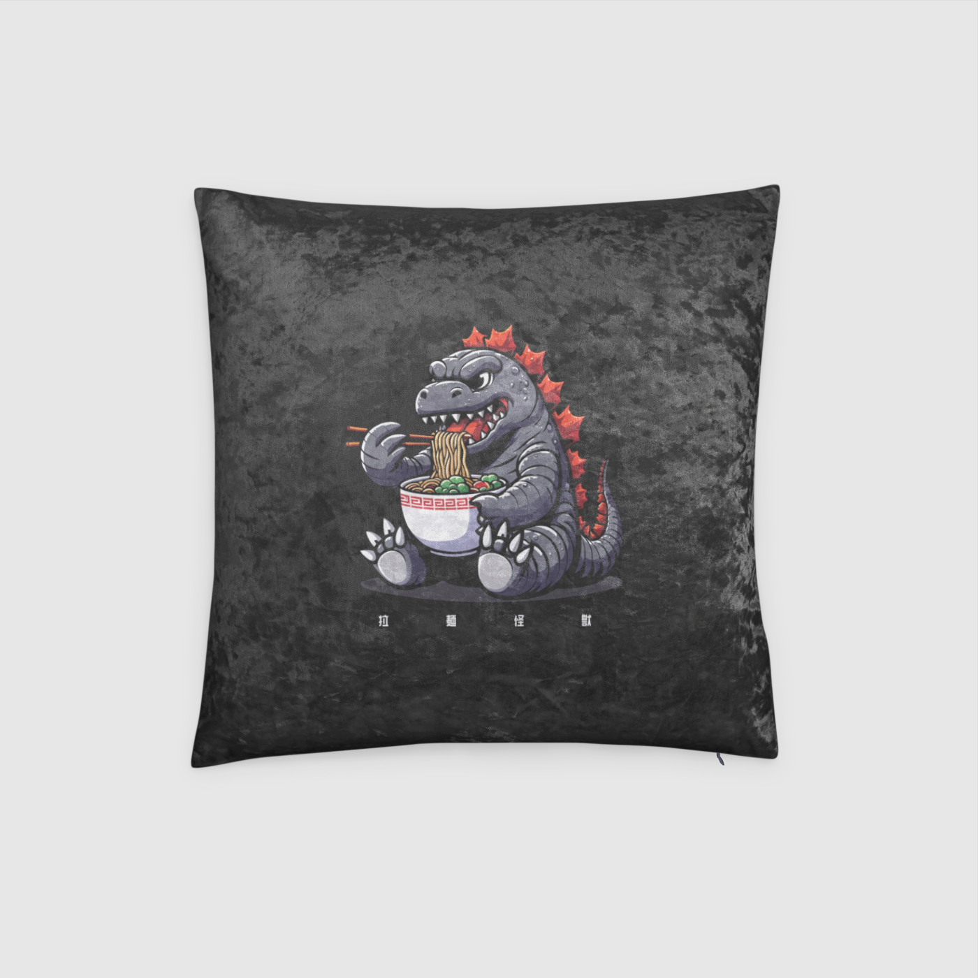 Ramen Monster Crushed Velvet Throw Pillow