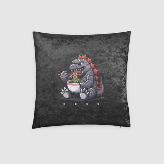 Ramen Monster Crushed Velvet Throw Pillow