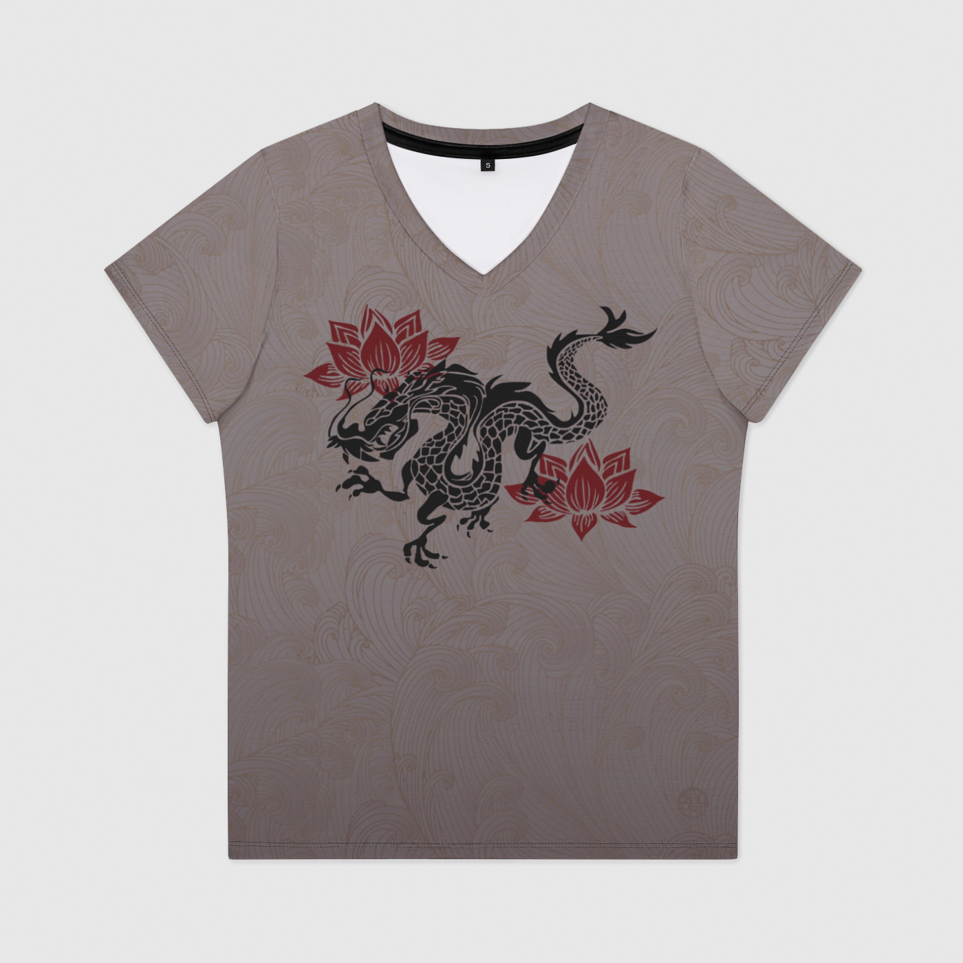 Lotus Dragon Womens V-Neck T-Shirt