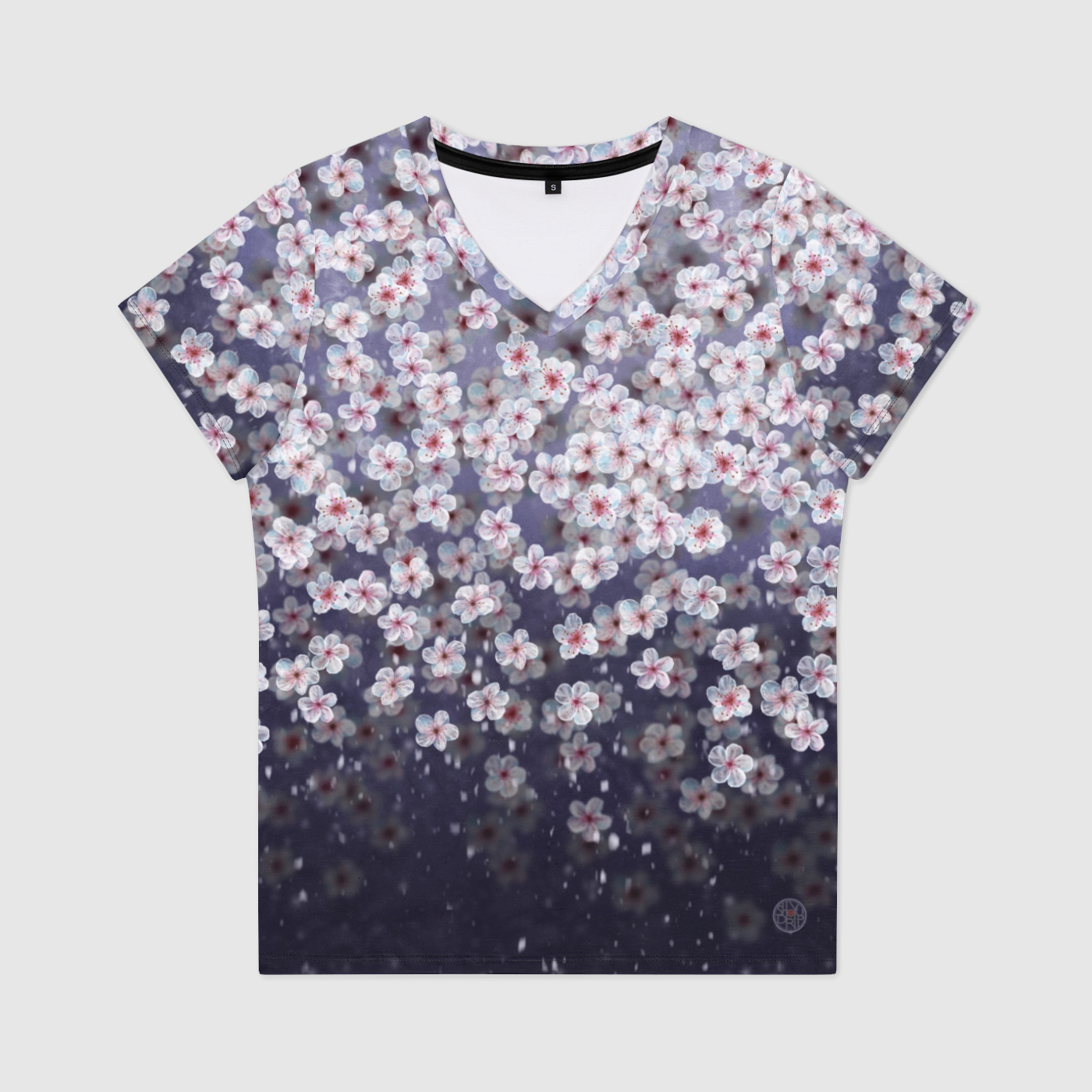 Plum Blossom Snow V-Neck T-Shirt