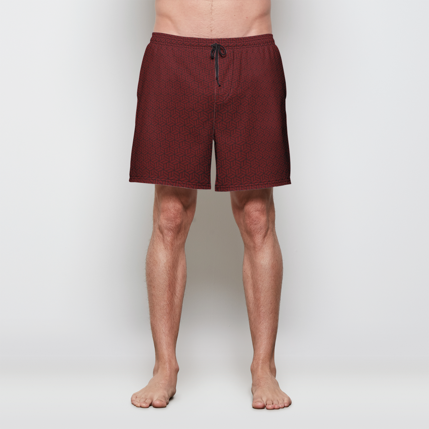 Red Ajiro Mens Swim Trunks