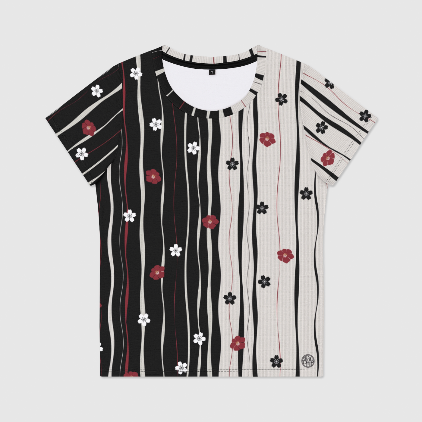 Sakura Stripes Womens  Scoop Neck T-Shirt