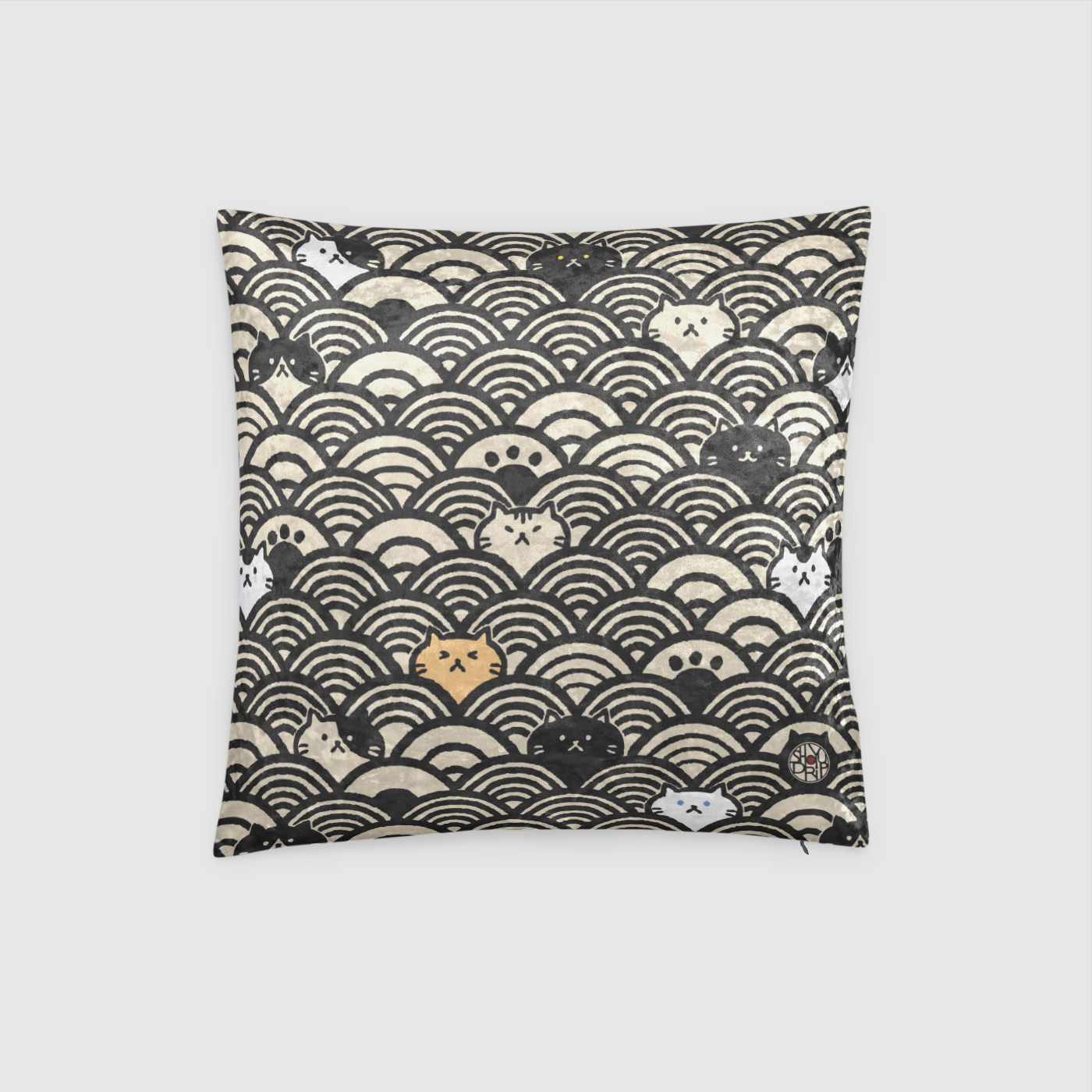 Cat Wave Crushed Velvet Throw Pillow