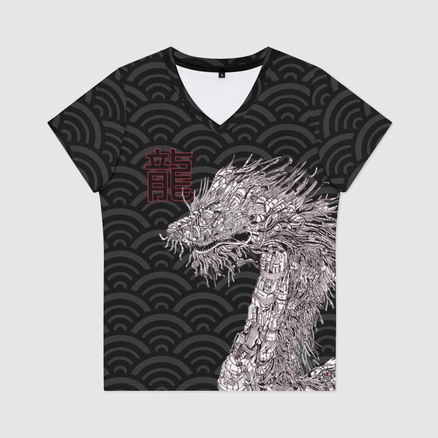 Mecha Dragon Womens V-Neck T-Shirt