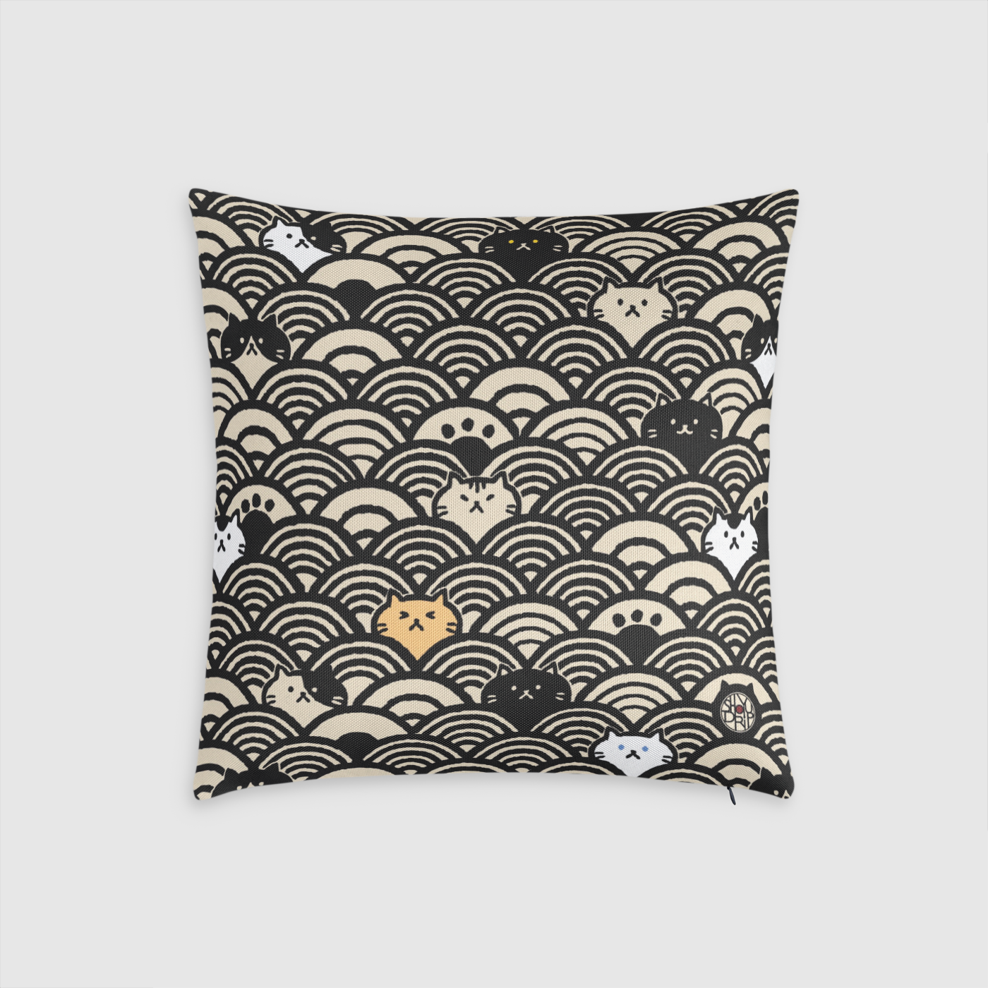 Cat Wave Canvas Throw Pillow