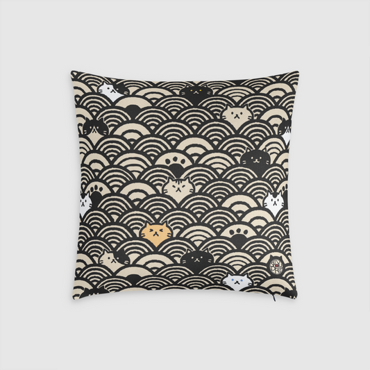 Cat Wave Canvas Throw Pillow