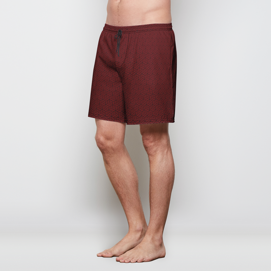 Red Ajiro Mens Swim Trunks