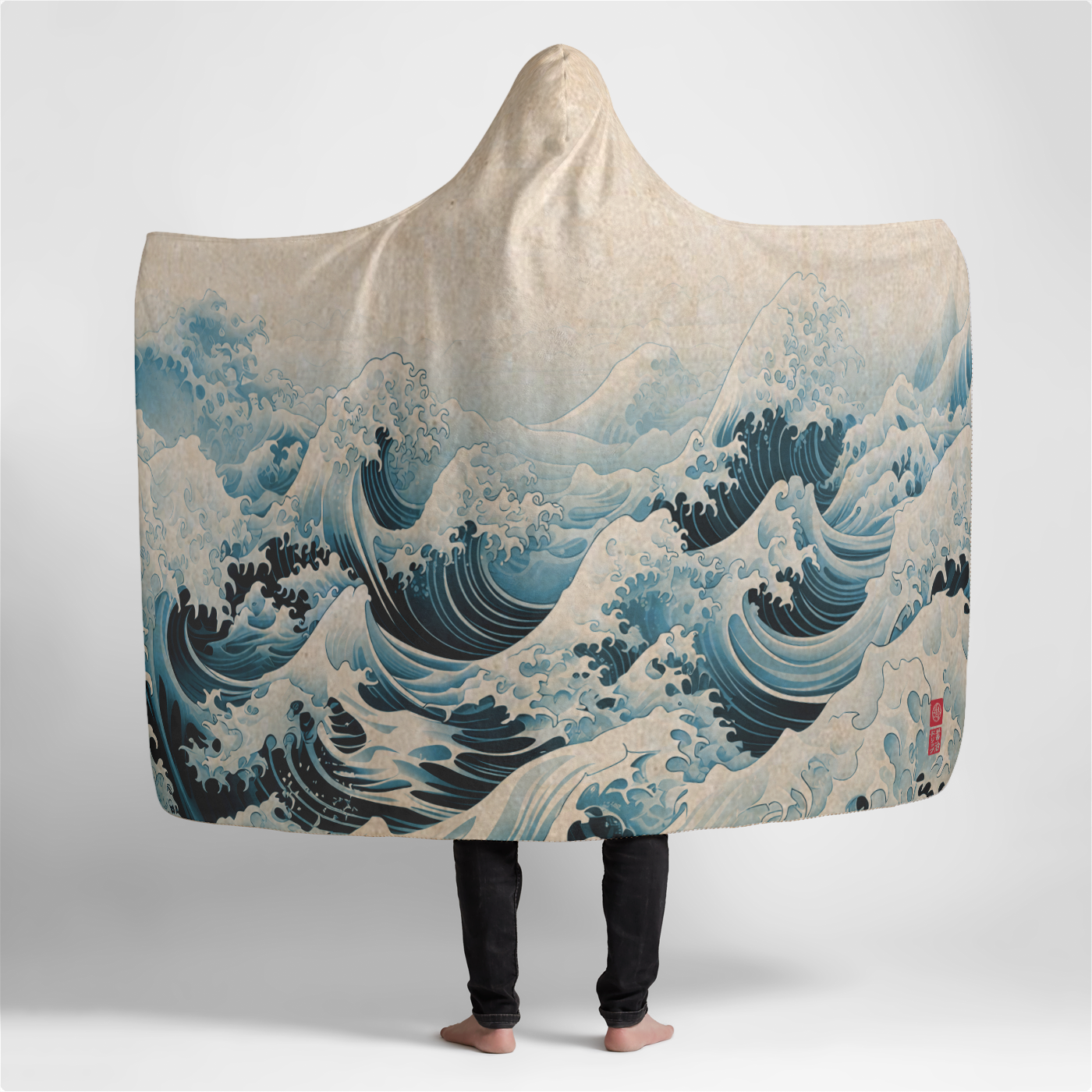 Stormy Sea Large Hooded Sherpa Blanket 60x80
