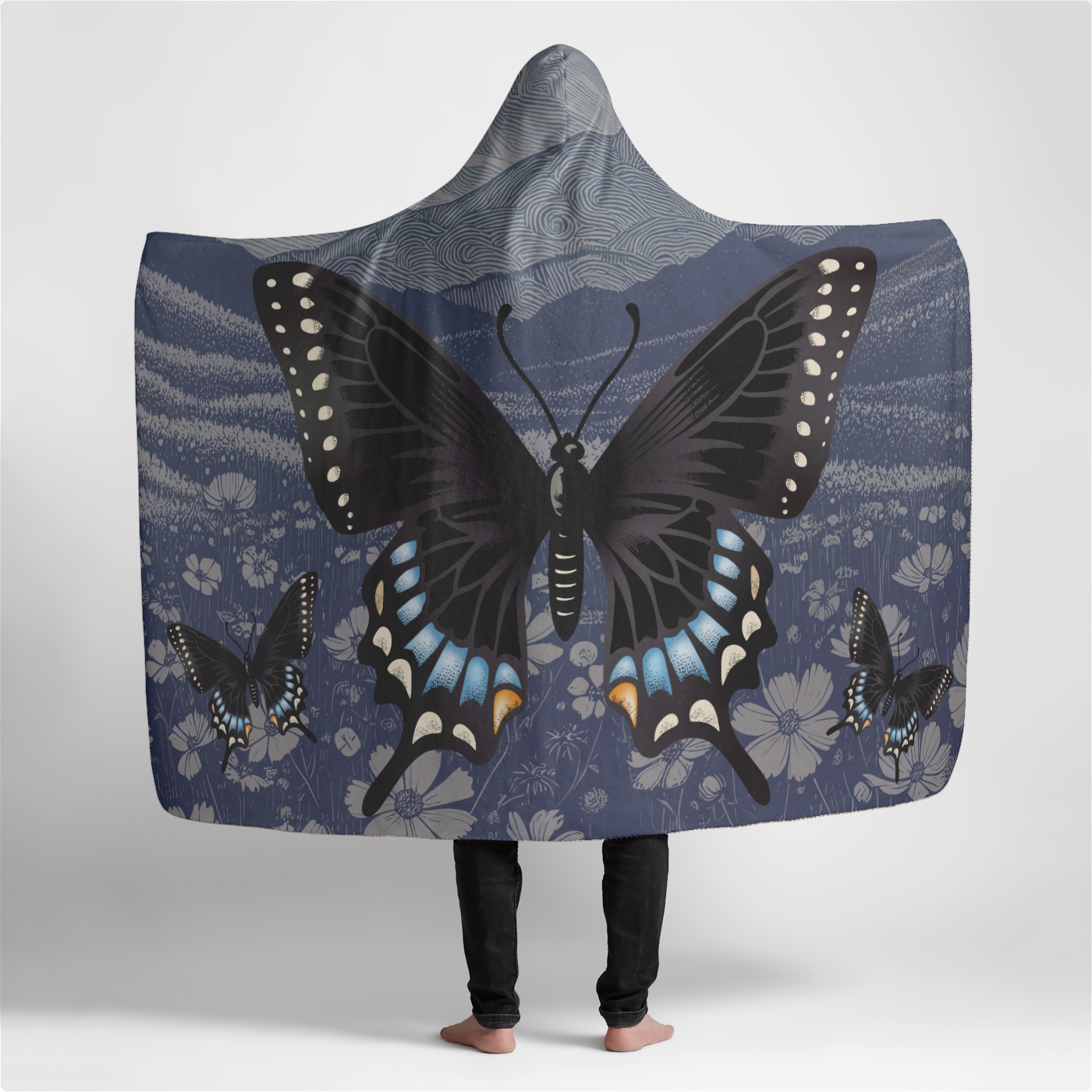 Butterfly Hooded Sherpa Blanket 60x80