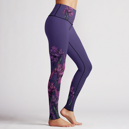 Purple Iris High Waist Reversible Tights