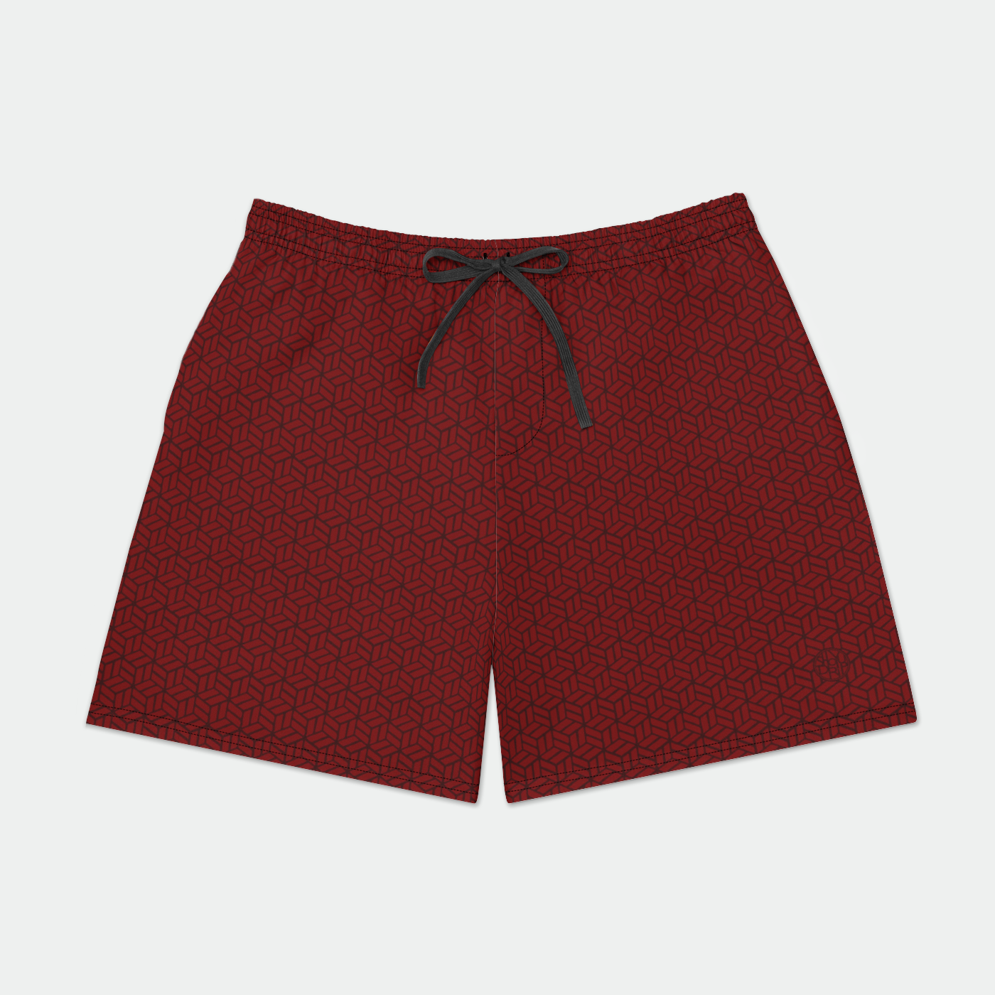 Red Ajiro Mens Swim Trunks