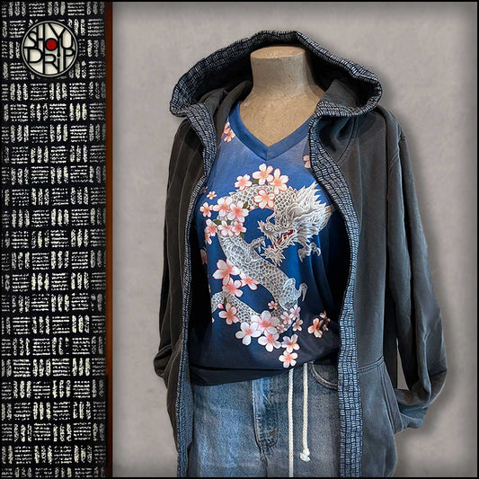 Ajiro on Charcoal Mid-Weight Happi Hoodie (Instock)