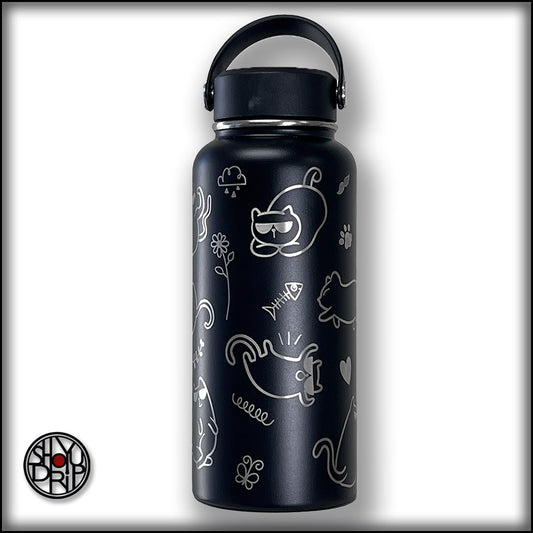 All The Cats Black 32oz Wide Mouth Water Bottle