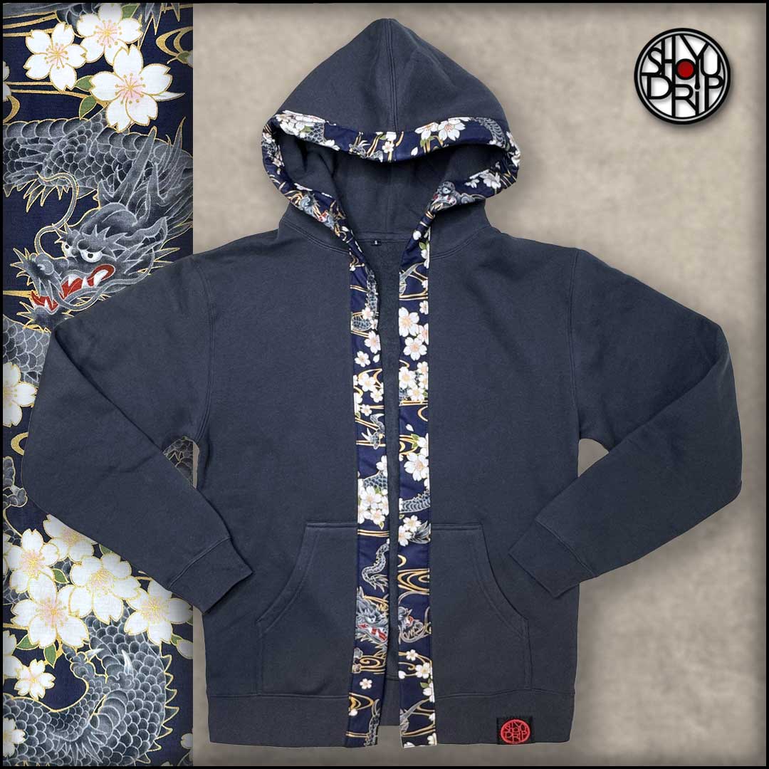 Blue Sakura Dragon Happi Hoodie