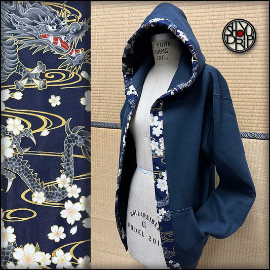 Blue Sakura Dragon Happi Hoodie