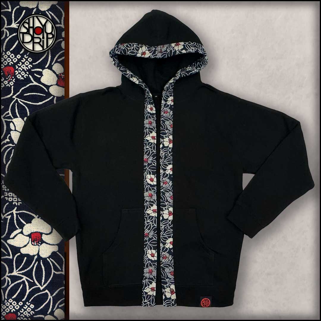 Camellias on Black Happi Hoodie