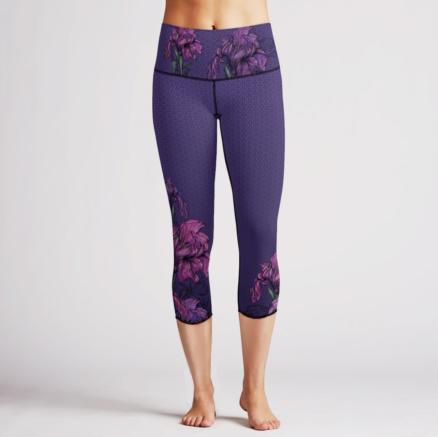 Purple Iris High Waist Reversible Capris