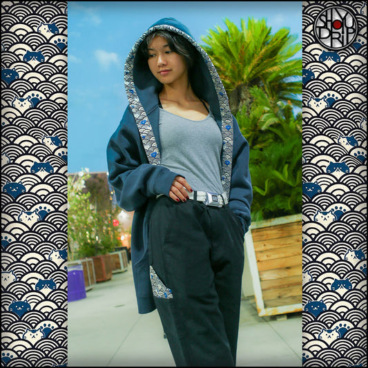 Slate Blue Cat Happi Hoodie