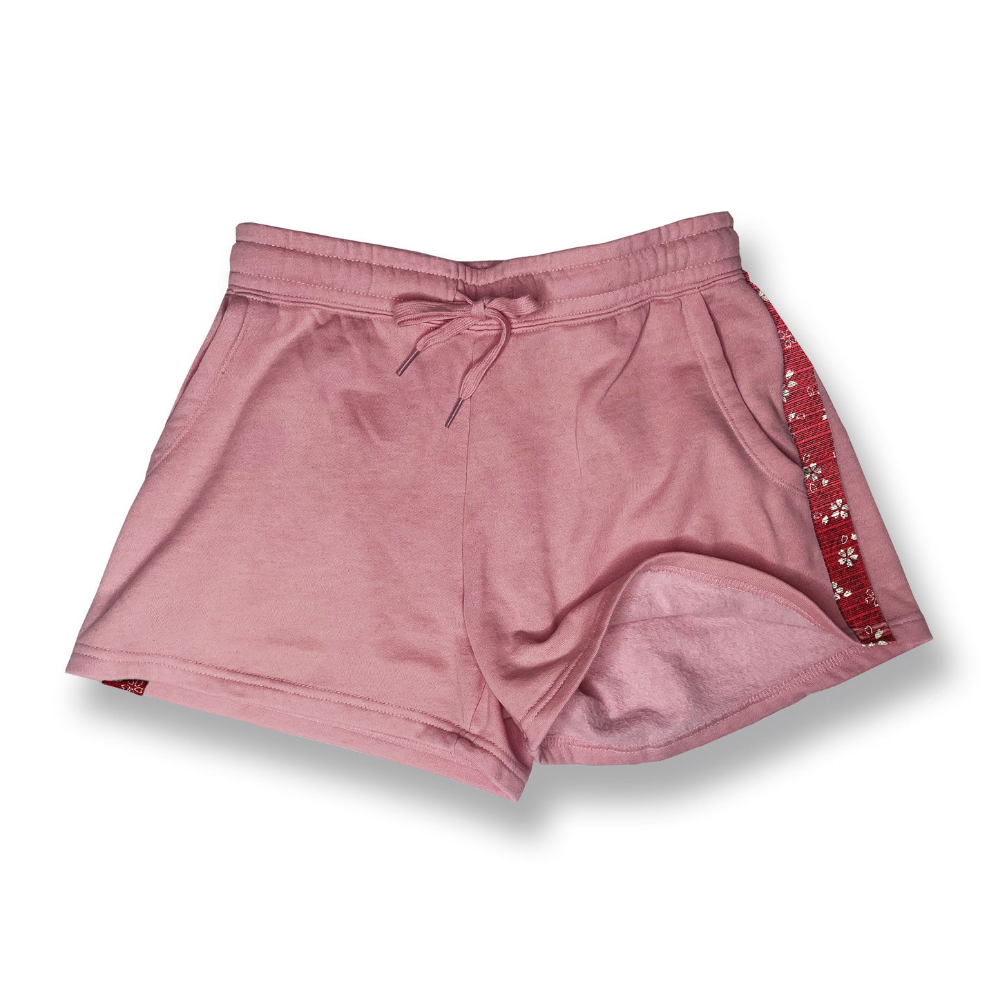 Red Sakura on Pink Womens Sweatshorts