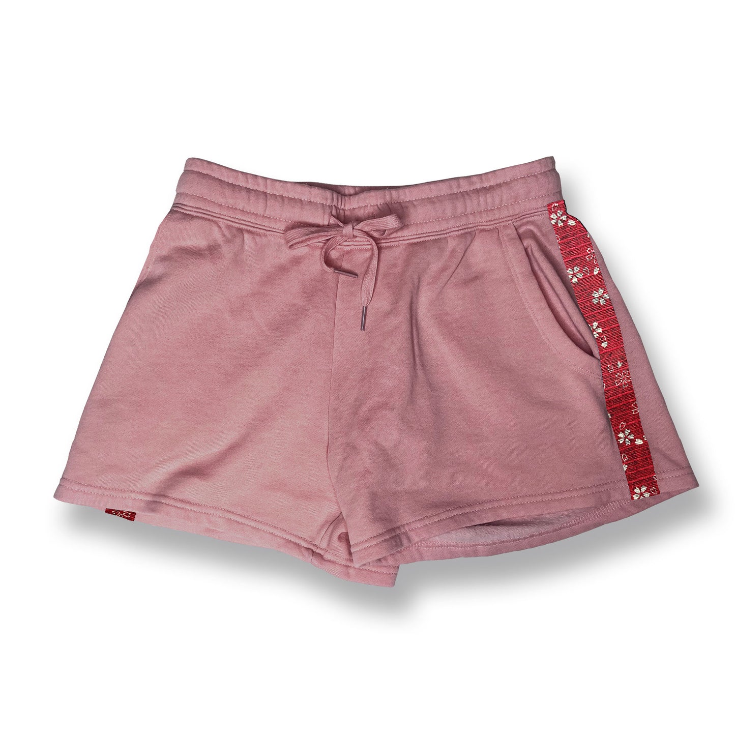 Red Sakura on Pink Womens Sweatshorts