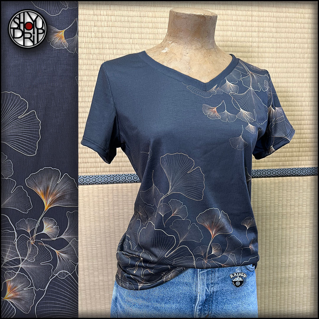 Ginkgo Womens V-Neck T-Shirt