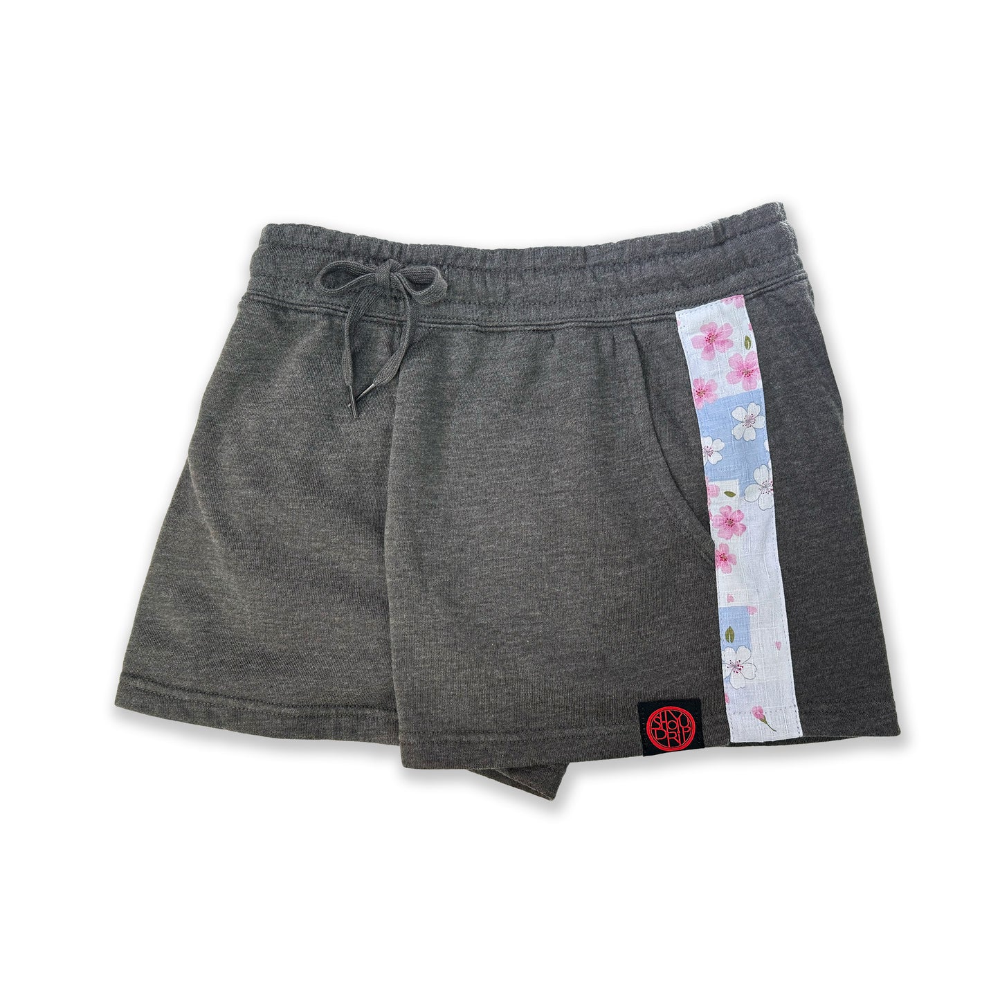 Blue Sakura Skies on Grey Womens Sweatshorts